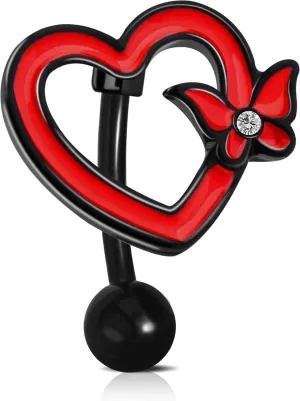 Jewseen Halloween 14G Reverse Belly Button Rings Vertical Drop Belly Ring Red Heart Top Down Navel Ring Belly Piercing Jewelry Belly Button Piercing Navel Piercing Jewelry