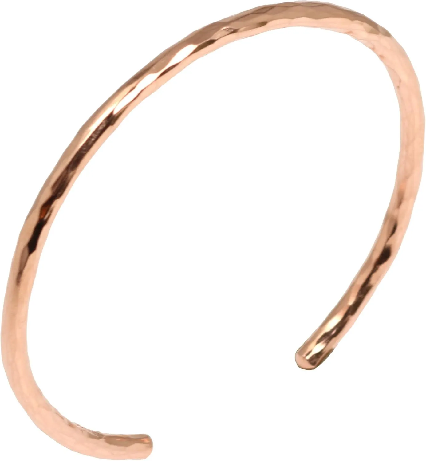 John S. Brana 3mm Hammered Copper Cuff Bracelet Handmade Jewelry - 100% Solid Uncoated Copper