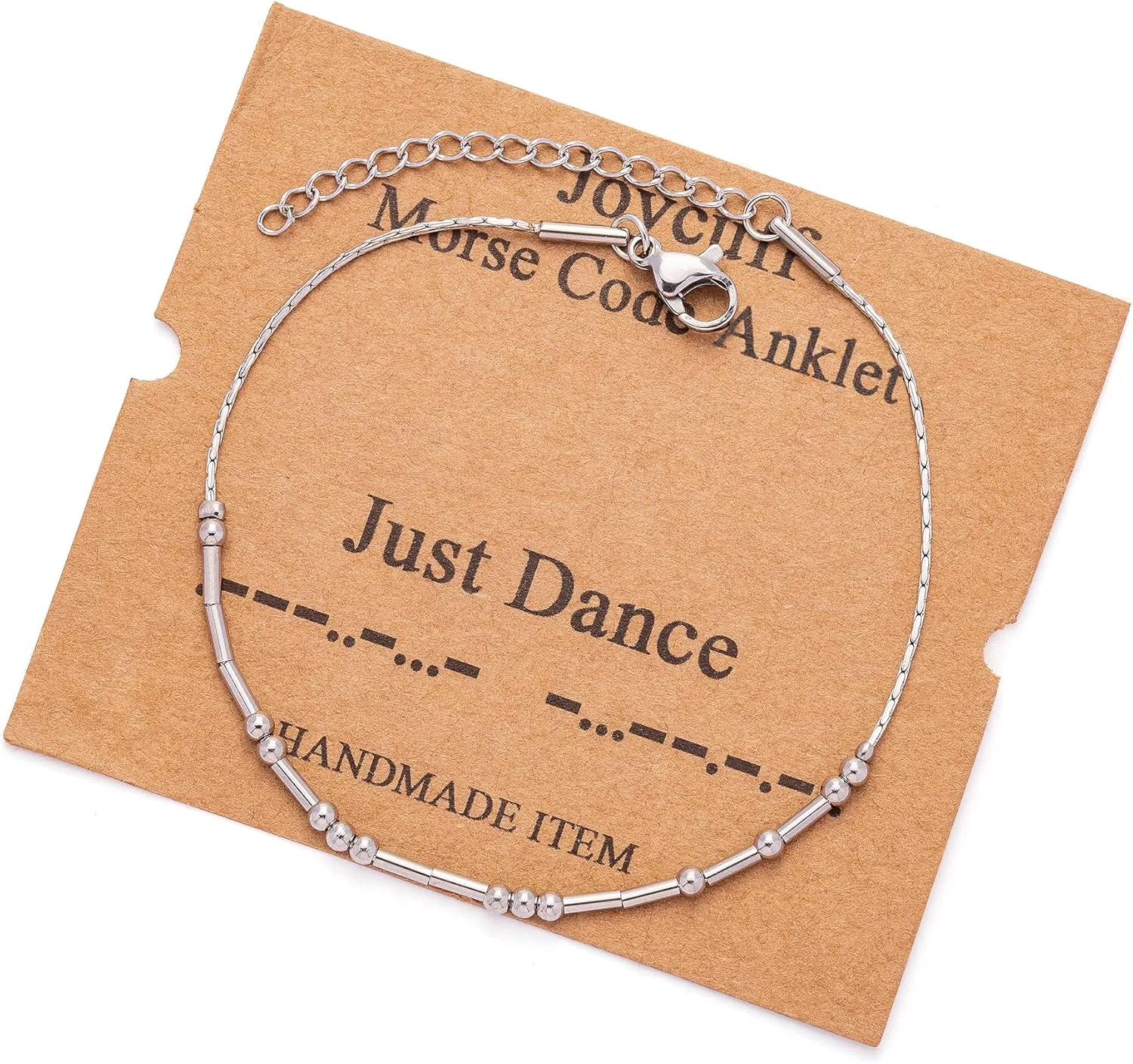 JoycuFF Morse Code Ankle Bracelets for Her Gifts for Women Adjustable Silver Anklets Birthday Gift for Her
