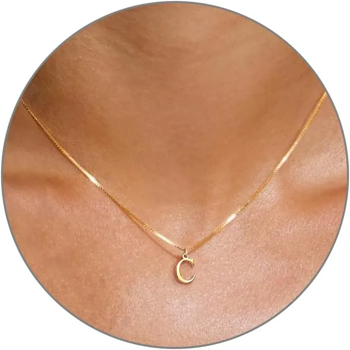 JSJOY 925 Sterling Silver Initial Necklace Gold Necklace for Women Dainty Letter Necklace Silver Choker Necklaces Gifts for Teen Girls Birthday Gifts