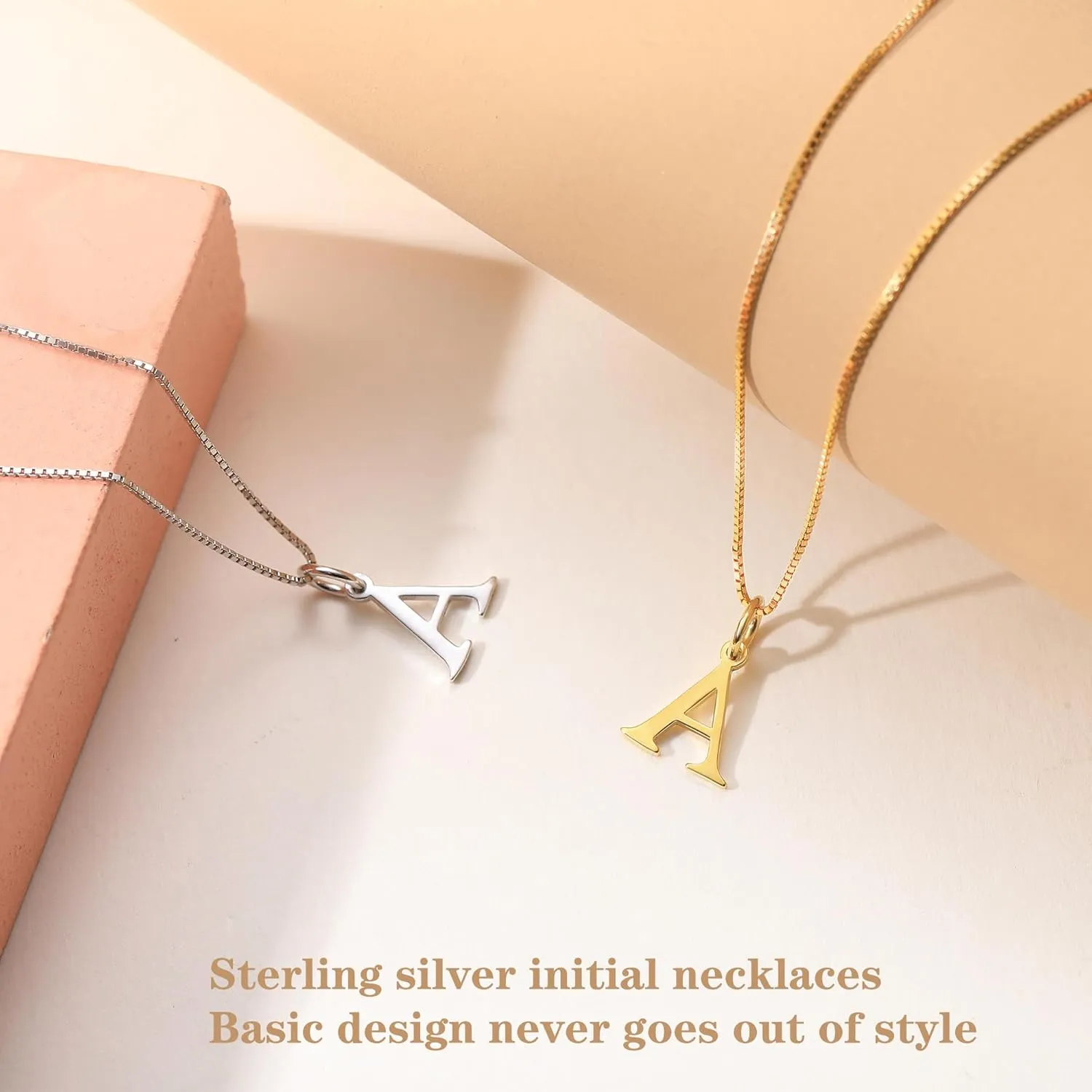 JSJOY 925 Sterling Silver Initial Necklace Gold Necklace for Women Dainty Letter Necklace Silver Choker Necklaces Gifts for Teen Girls Birthday Gifts