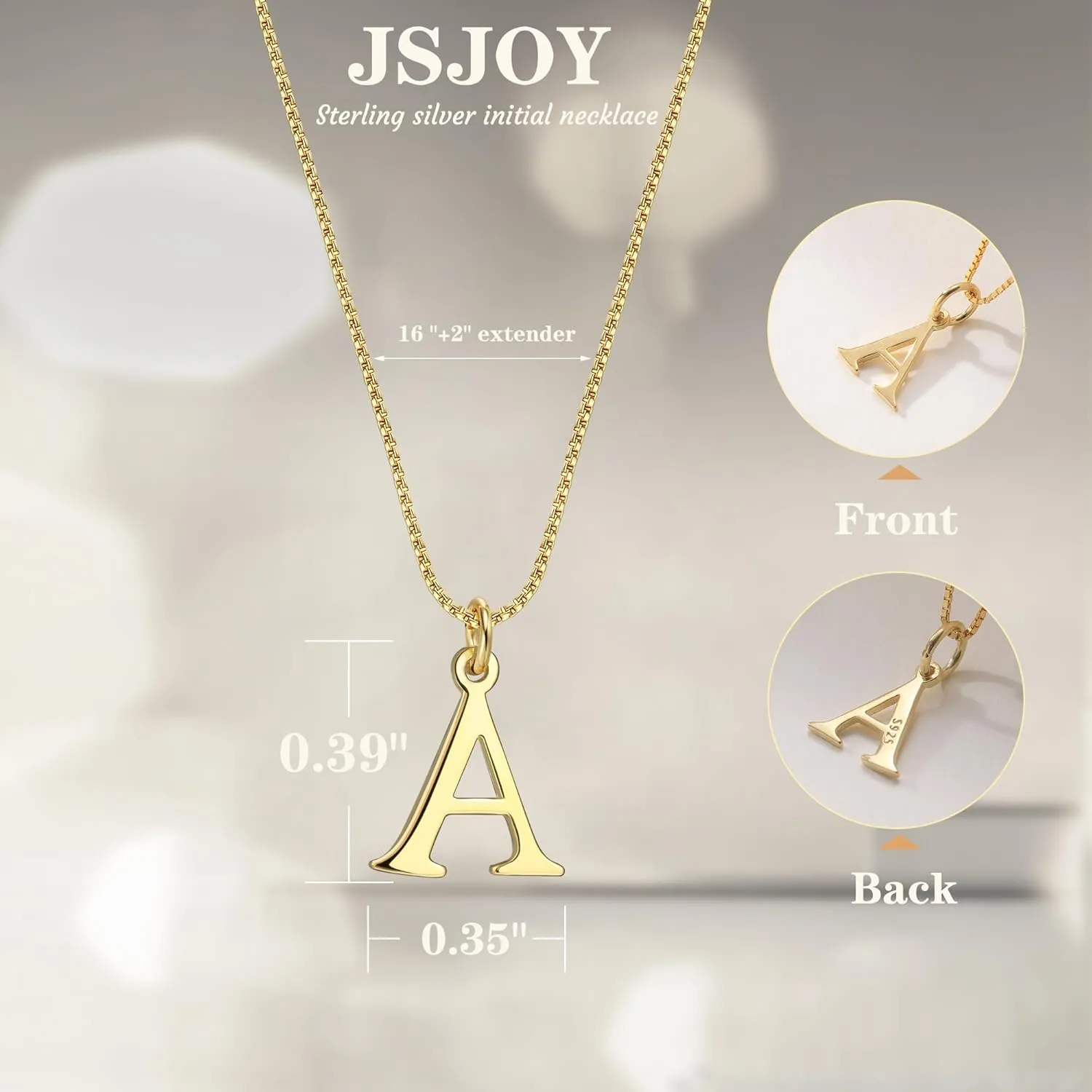JSJOY 925 Sterling Silver Initial Necklace Gold Necklace for Women Dainty Letter Necklace Silver Choker Necklaces Gifts for Teen Girls Birthday Gifts