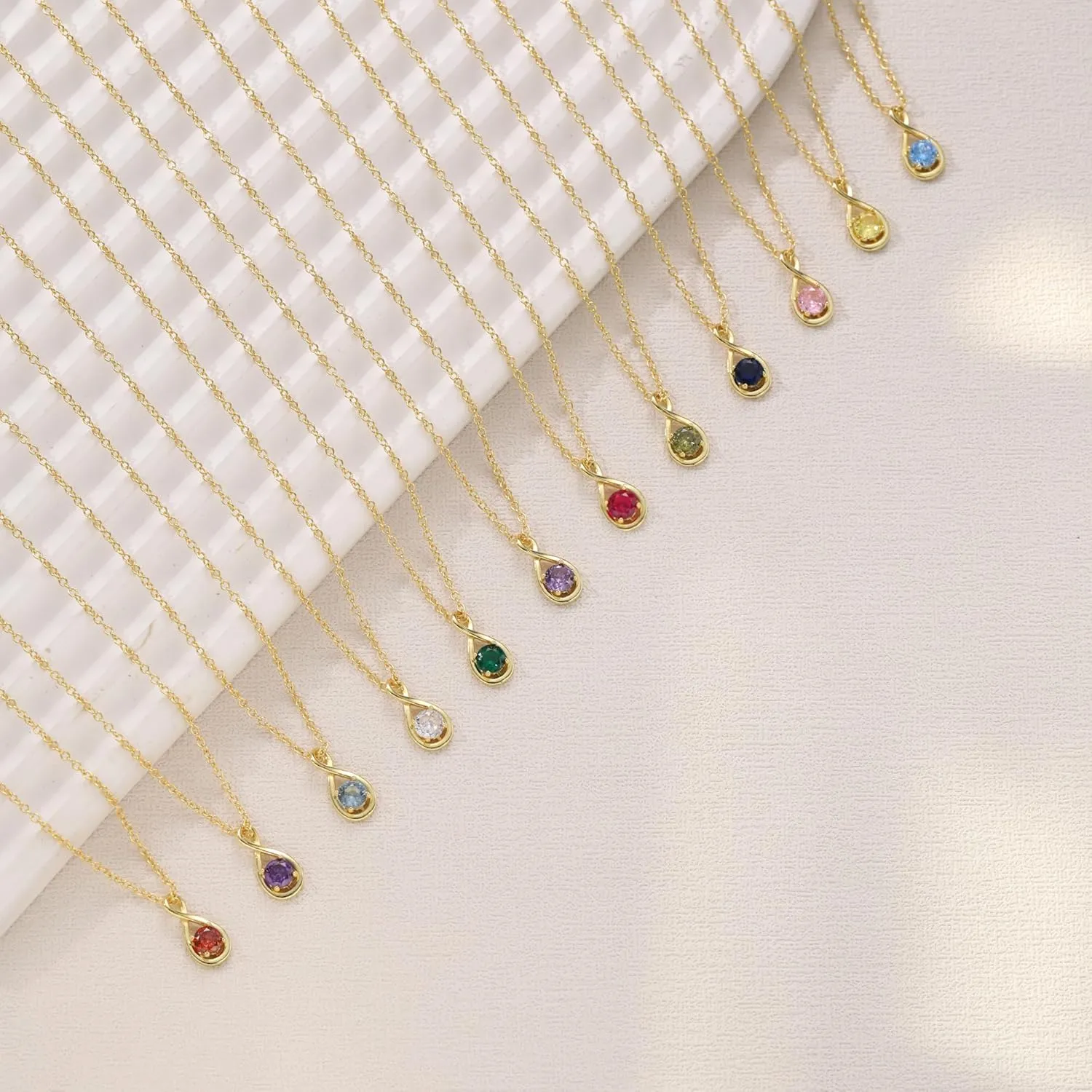 JSJOY Birthstone Necklace for Women Dainty Infinity Necklace Diamond Necklaces for Women 14K Gold Necklace Birthday Gifts for Women Mother's Day Necklace Gift for Mom Her Wife