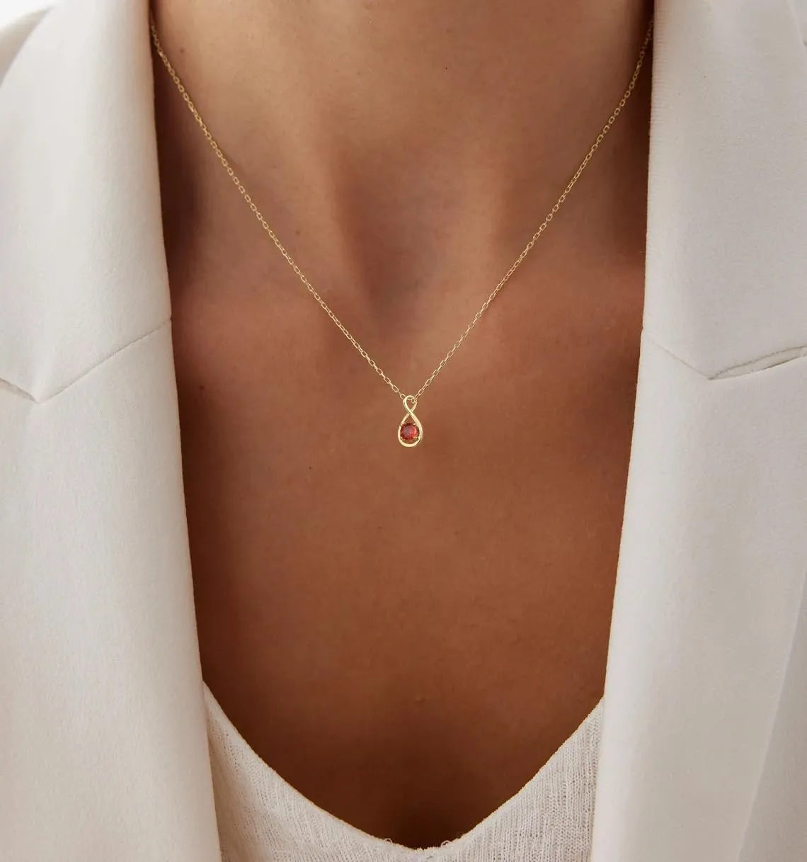 JSJOY Birthstone Necklace for Women Dainty Infinity Necklace Diamond Necklaces for Women 14K Gold Necklace Birthday Gifts for Women Mother's Day Necklace Gift for Mom Her Wife