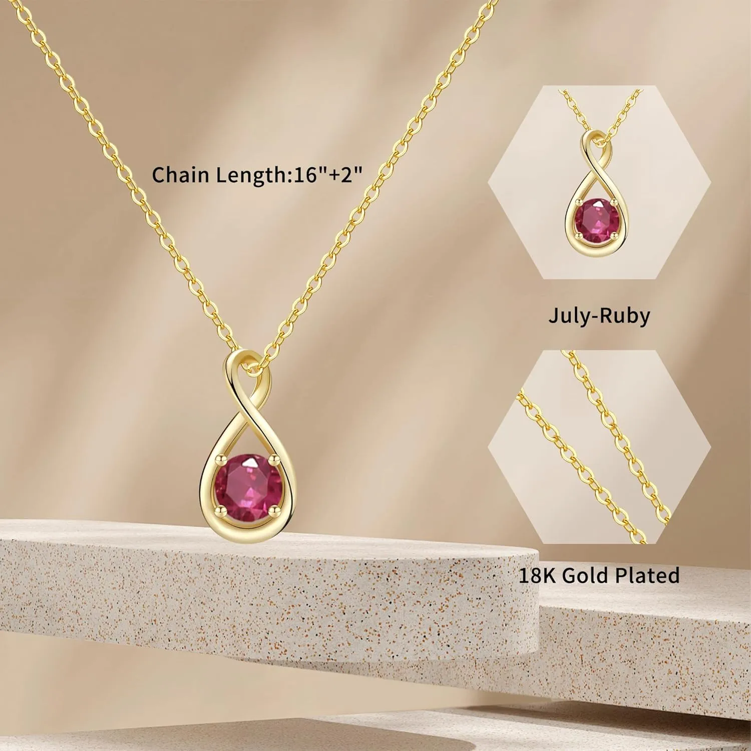 JSJOY Birthstone Necklace for Women Dainty Infinity Necklace Diamond Necklaces for Women 14K Gold Necklace Birthday Gifts for Women Mother's Day Necklace Gift for Mom Her Wife