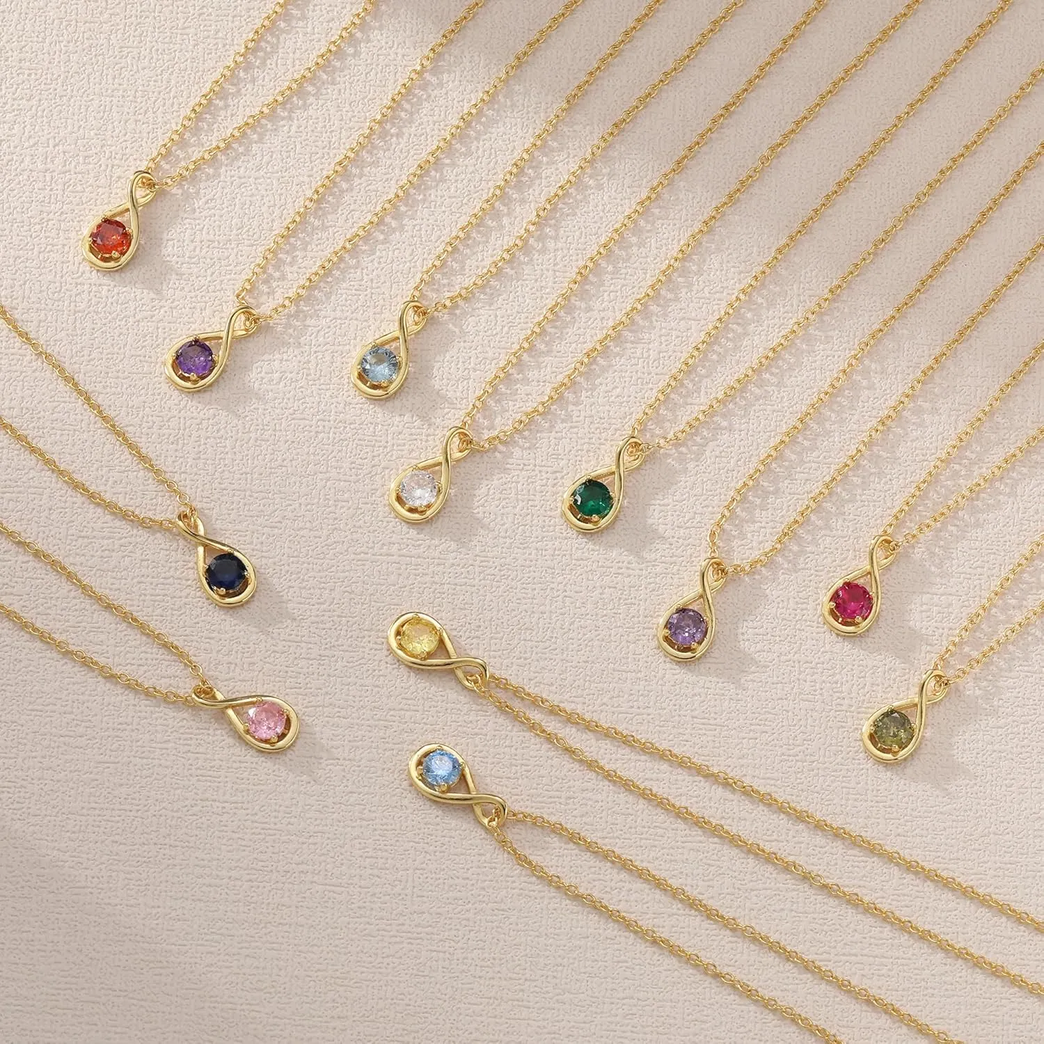 JSJOY Birthstone Necklace for Women Dainty Infinity Necklace Diamond Necklaces for Women 14K Gold Necklace Birthday Gifts for Women Mother's Day Necklace Gift for Mom Her Wife
