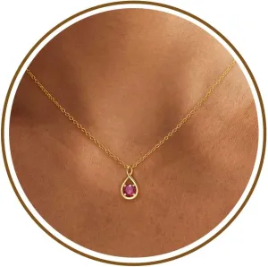 JSJOY Birthstone Necklace for Women Dainty Infinity Necklace Diamond Necklaces for Women 14K Gold Necklace Birthday Gifts for Women Mother's Day Necklace Gift for Mom Her Wife