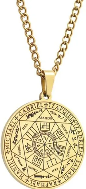 Jude Jewelers Retro Vintage Stainless Steel Seal of The Seven Archangels Tetragrammaton Protection Pendant Necklaces