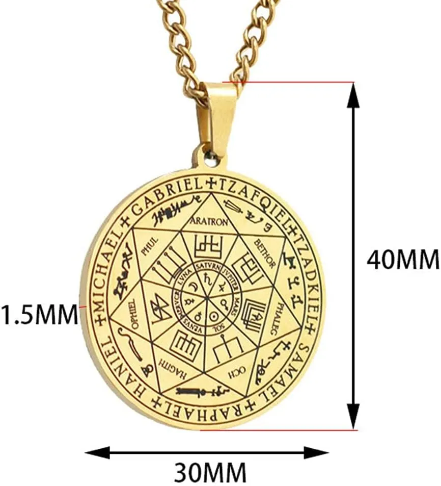 Jude Jewelers Retro Vintage Stainless Steel Seal of The Seven Archangels Tetragrammaton Protection Pendant Necklaces