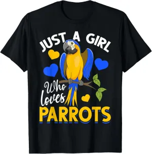 Jungle Animal Just A Girl Bird Watching Girls Women Parrot T-Shirt