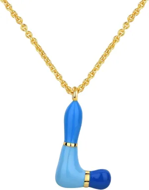 Kainier Bubble Letter Initial Necklace for Women, Colorful Balloon Alphabet Name Pendant Dainty Cute 14K Gold Plated Necklaces Jewelry Gifts