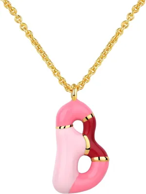 Kainier Bubble Letter Initial Necklace for Women, Colorful Balloon Alphabet Name Pendant Dainty Cute 14K Gold Plated Necklaces Jewelry Gifts