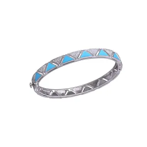 Kaj Fine Jewellery Oval Turquoise Enamel and Diamond Bangle in 18KT White Gold