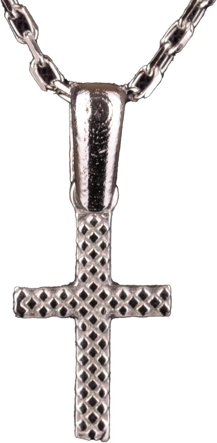 KAMBO Small Cross Necklace, Cross Savior Pendant, Jesus Cross Silver Pendant, Jesus Crucifix Necklace, 925 Sterling Silver Men's Necklace