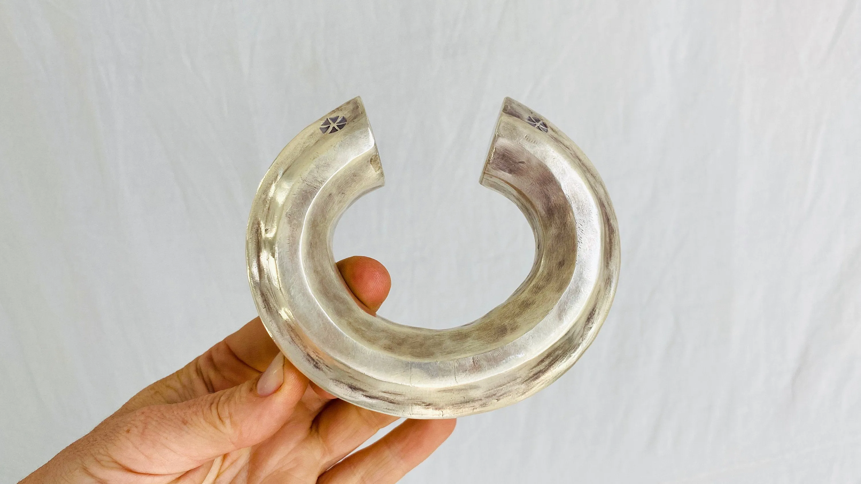 Karen Hill Tribe Sterling Silver PAIR Bangle. Chunky. Fantastic!