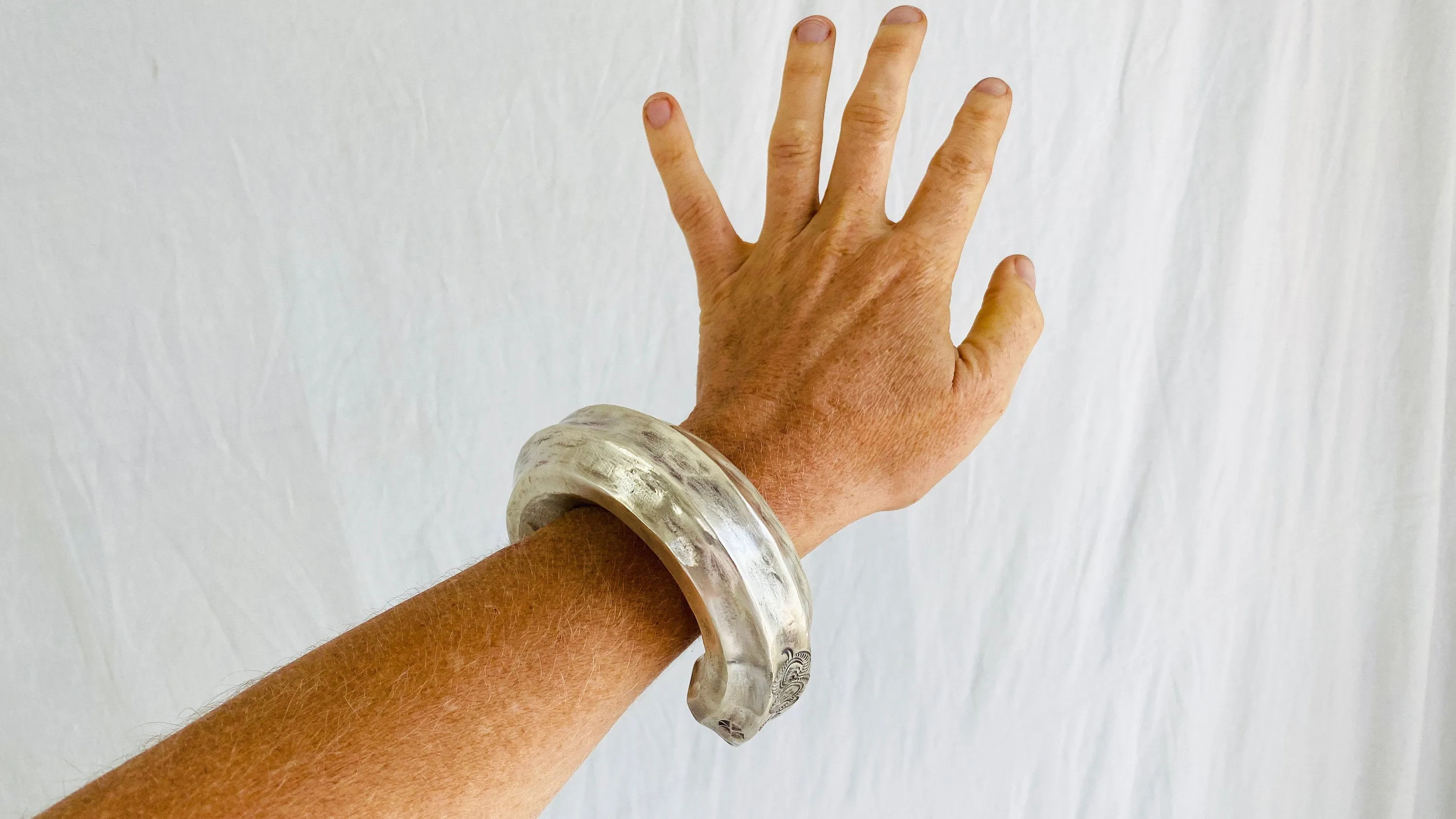 Karen Hill Tribe Sterling Silver PAIR Bangle. Chunky. Fantastic!
