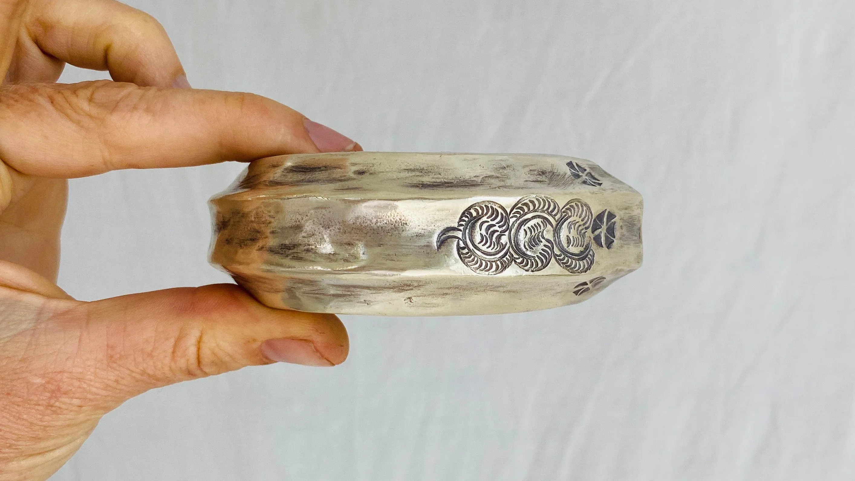 Karen Hill Tribe Sterling Silver PAIR Bangle. Chunky. Fantastic!