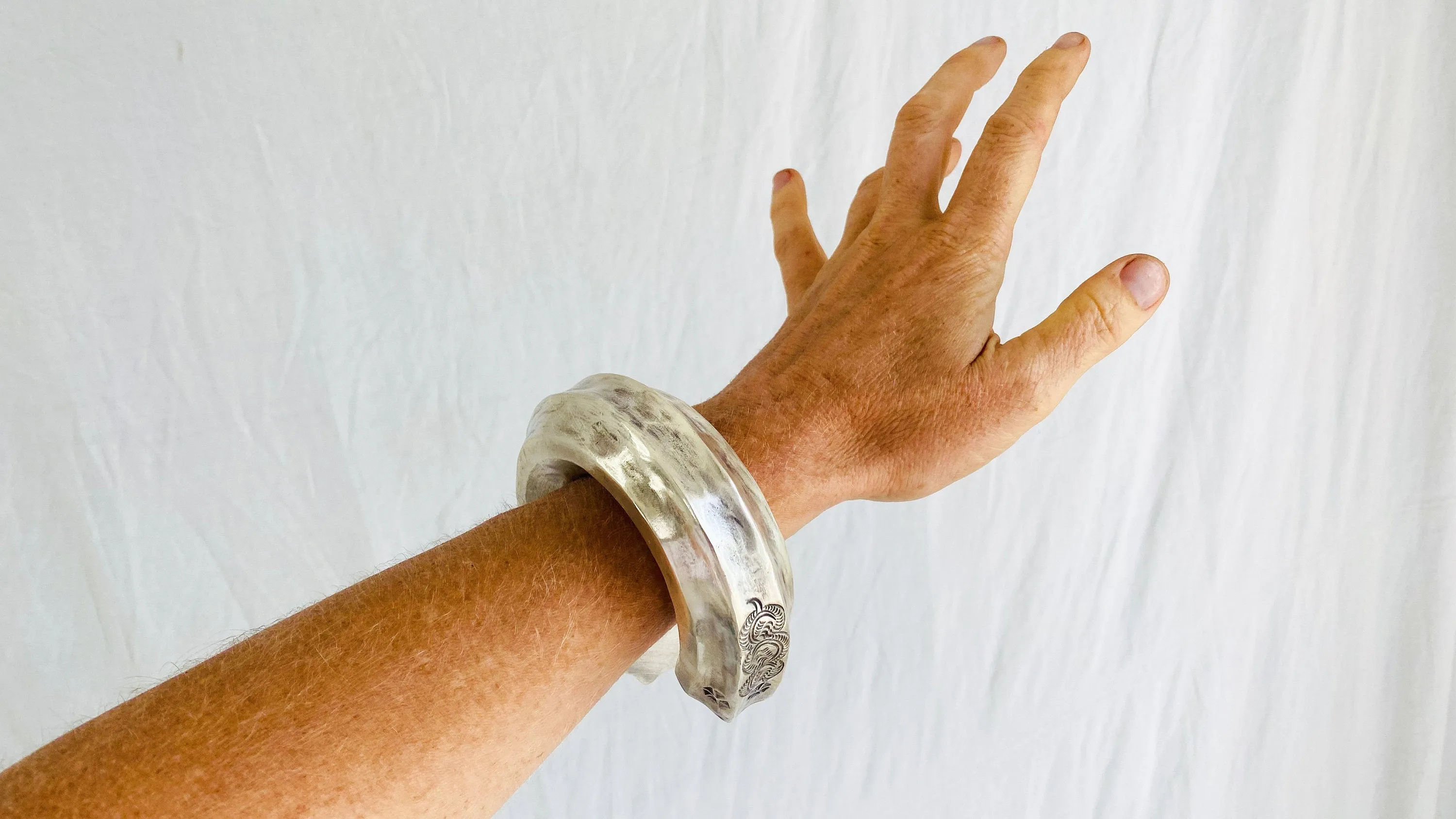 Karen Hill Tribe Sterling Silver PAIR Bangle. Chunky. Fantastic!