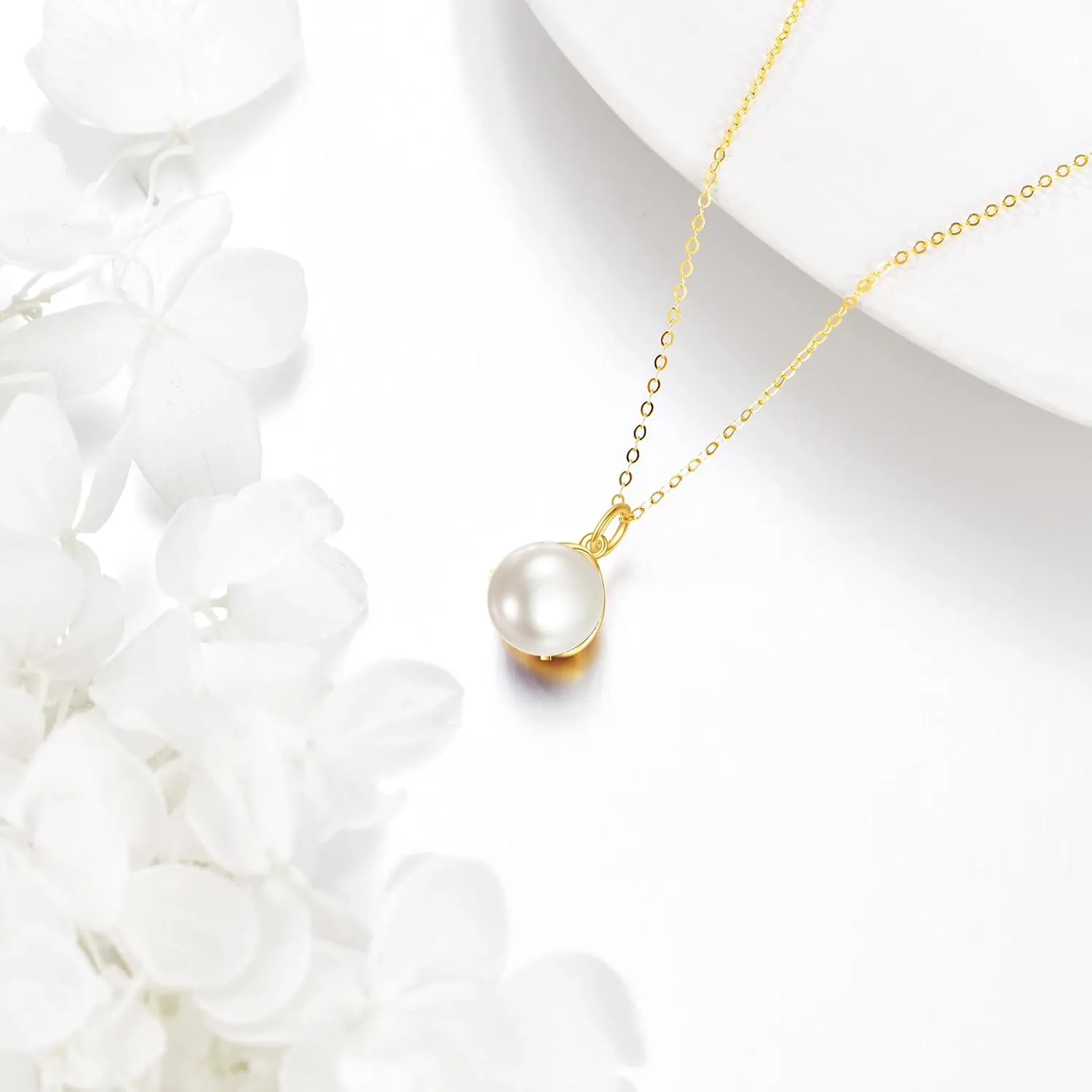 KECHO 14K Gold Single Pearl Choker Necklace for Women 8mm Freshwater Cultured Pearls Wedding Bridesmaids Mothers Day Gifts
