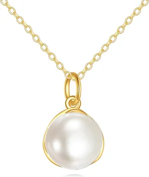 KECHO 14K Gold Single Pearl Choker Necklace for Women 8mm Freshwater Cultured Pearls Wedding Bridesmaids Mothers Day Gifts