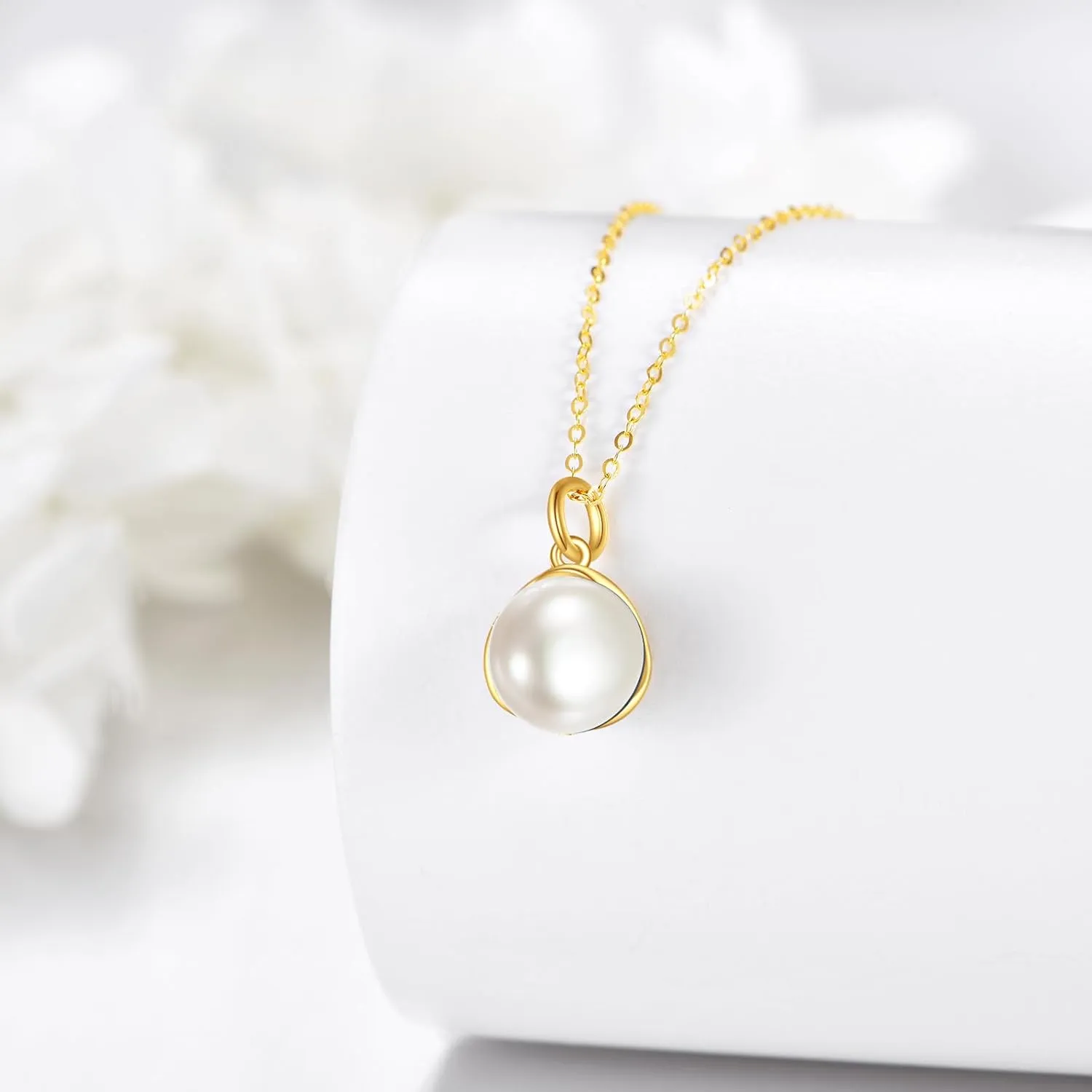 KECHO 14K Gold Single Pearl Choker Necklace for Women 8mm Freshwater Cultured Pearls Wedding Bridesmaids Mothers Day Gifts