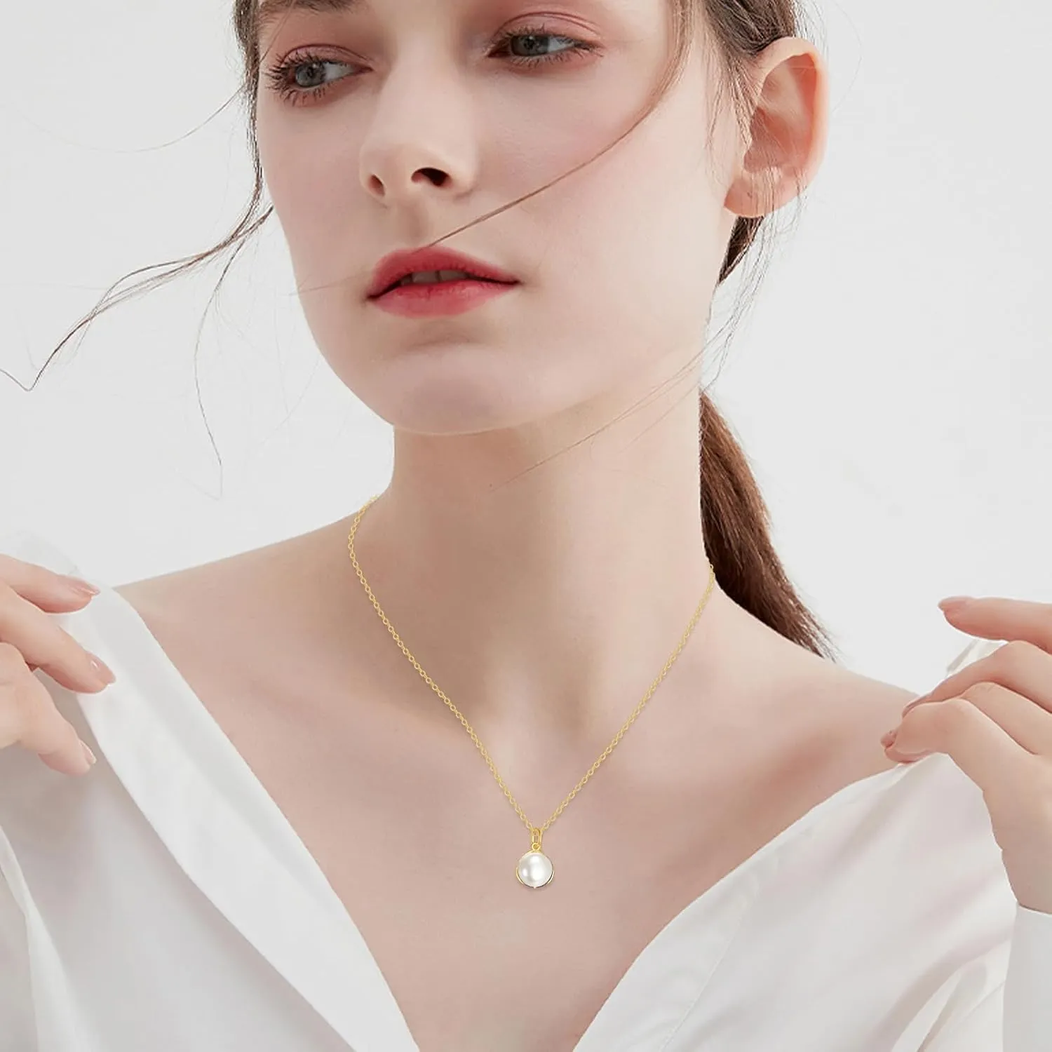 KECHO 14K Gold Single Pearl Choker Necklace for Women 8mm Freshwater Cultured Pearls Wedding Bridesmaids Mothers Day Gifts