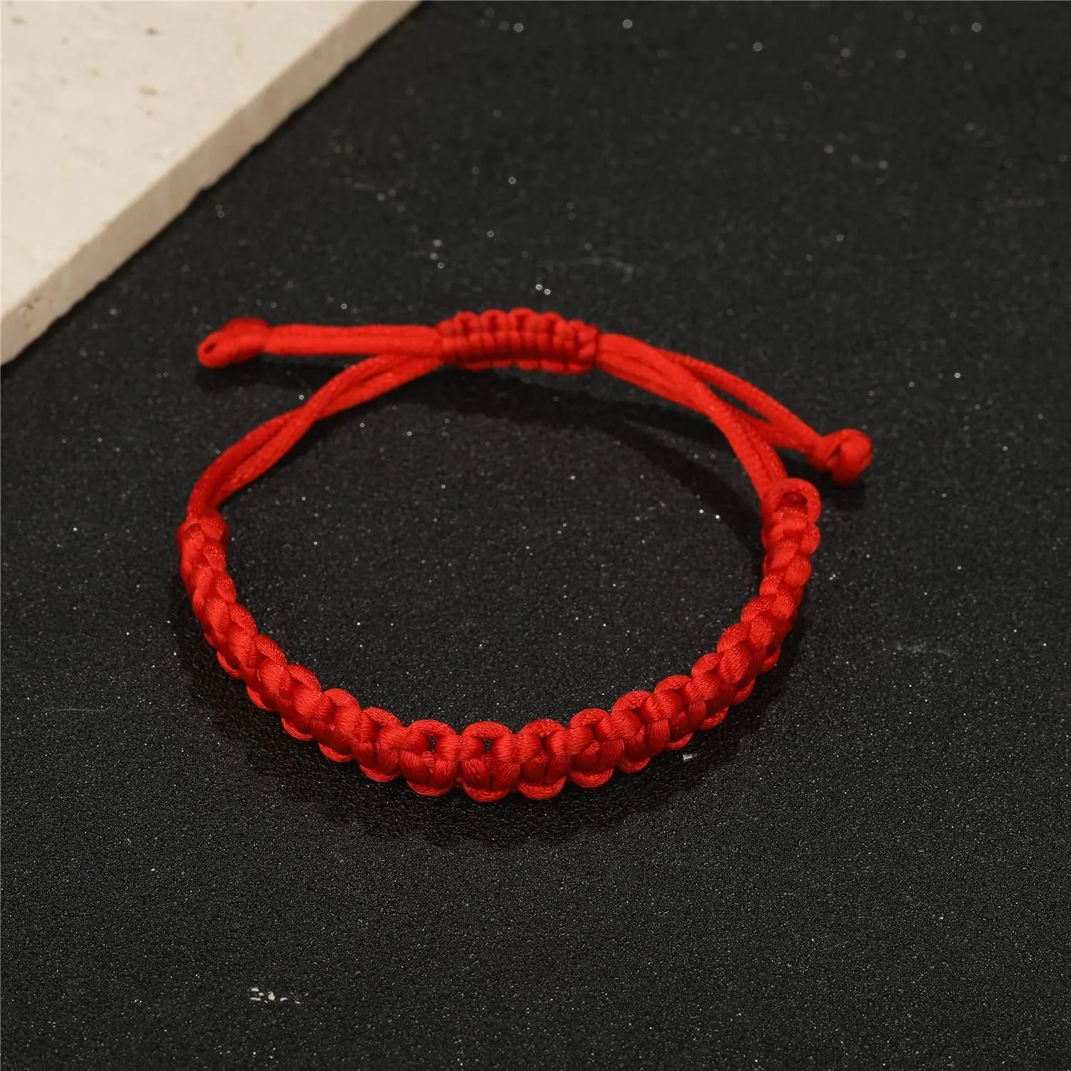 kelistom Handmade Buddhist String Bracelets for Women Men Tibetan Adjustable Woven Rope Bracelet for Protection and Luck, Red and Black, 2or 6 pcs/set