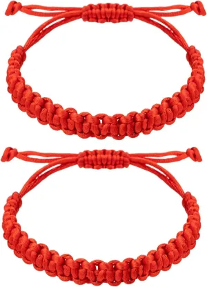 kelistom Handmade Buddhist String Bracelets for Women Men Tibetan Adjustable Woven Rope Bracelet for Protection and Luck, Red and Black, 2or 6 pcs/set