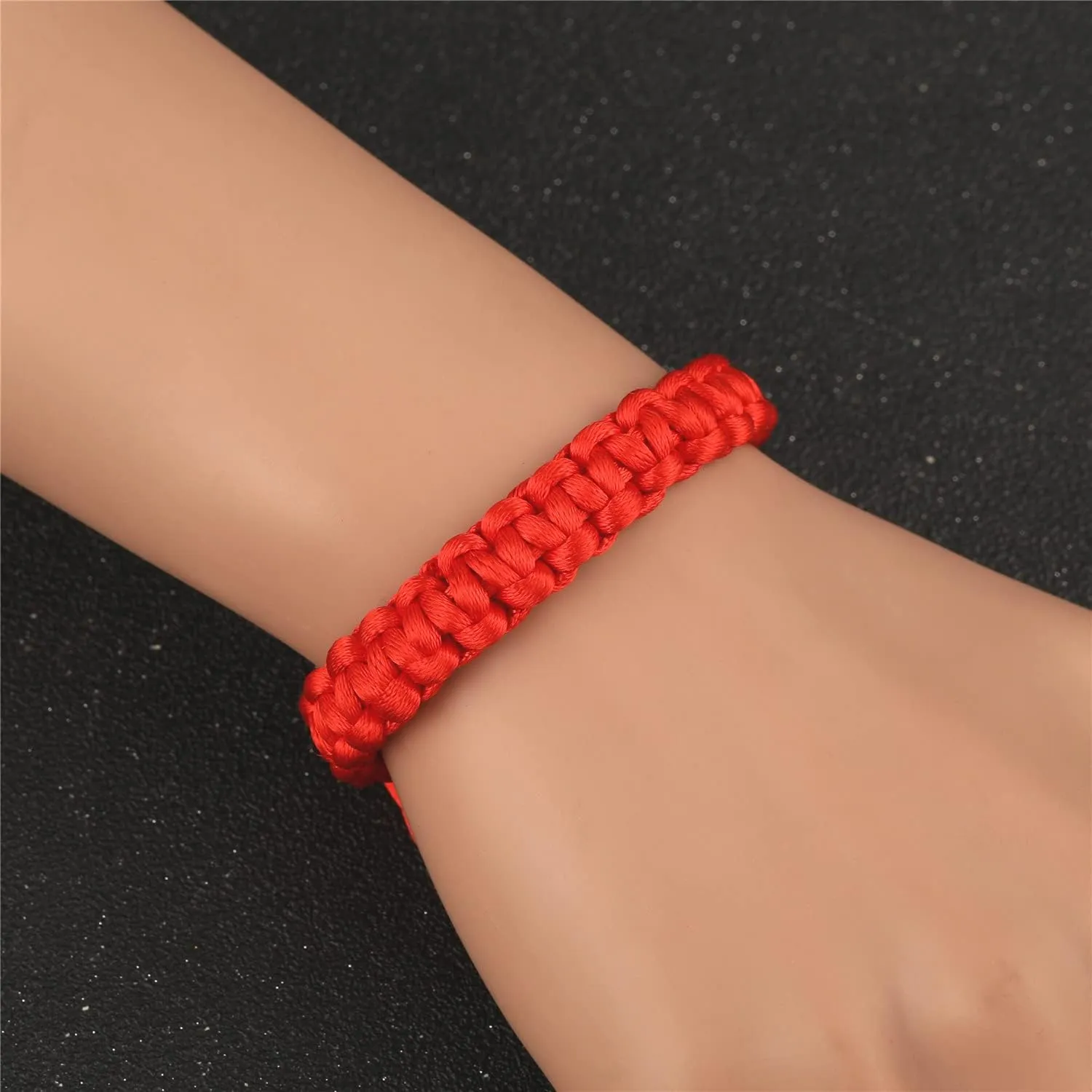 kelistom Handmade Buddhist String Bracelets for Women Men Tibetan Adjustable Woven Rope Bracelet for Protection and Luck, Red and Black, 2or 6 pcs/set