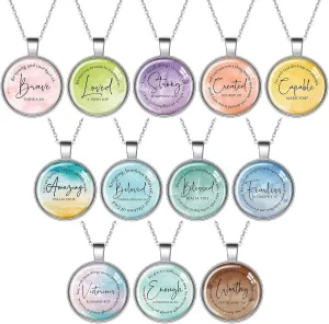 Kenning 12 Pcs Christian Necklace Gifts for Women Bible Verse Metal Necklace Inspirational Church Religious Gifts Appreciation Gift for Teachers, Mentors, or Spiritual Leaders Church Members