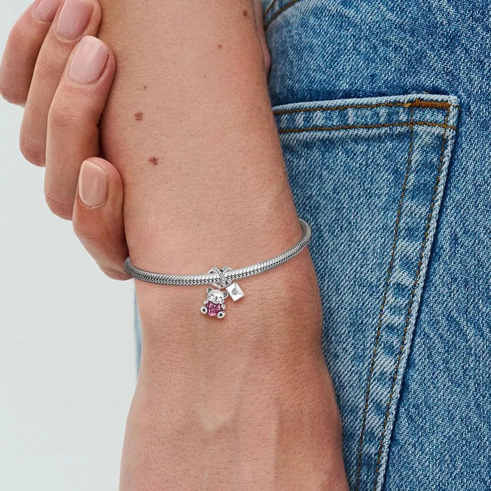 KEQ Charms for Bracelets 925 Sterling Silver Dream Catcher Butterfly Clouds and Raindrop Charm Pink Car Beads Pendant Jewelry for Women