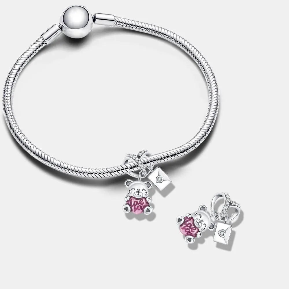 KEQ Charms for Bracelets 925 Sterling Silver Dream Catcher Butterfly Clouds and Raindrop Charm Pink Car Beads Pendant Jewelry for Women