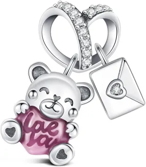 KEQ Charms for Bracelets 925 Sterling Silver Dream Catcher Butterfly Clouds and Raindrop Charm Pink Car Beads Pendant Jewelry for Women