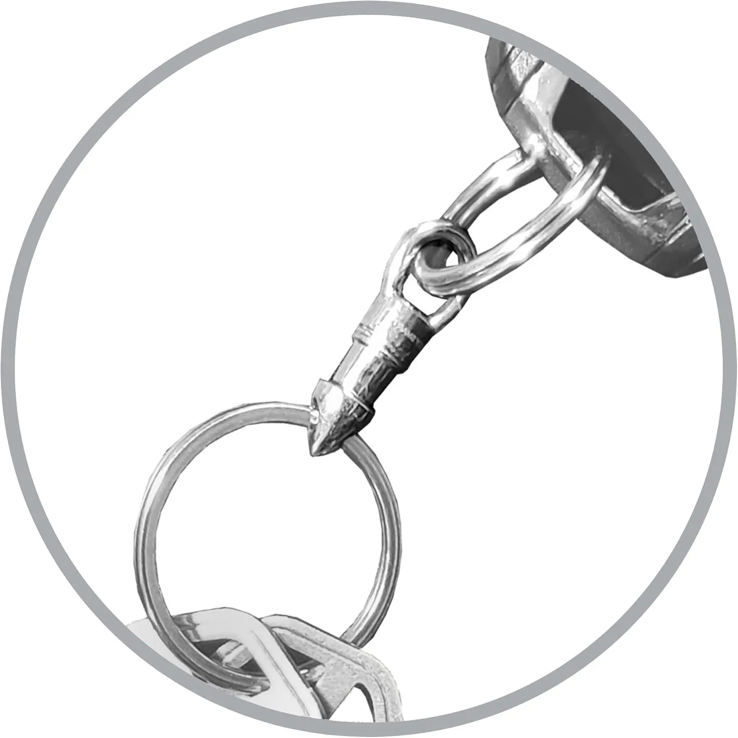 KeySmart KeyConnect Mini Carabiner Clip with Swivel Clasp Lobster Hook - Stainless Steel Small Locking Carabiner Keychain Connector - Swivel Carabiner Keyring for Keys, Lanyard Clips, Small Dog Collar
