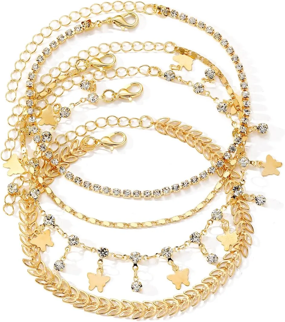 KISS WIFE Anklets for Women, Gold Anklet Bracelets for Women, Dainty Foot Jewelry Women's Ankelts Beach Gifts for Women