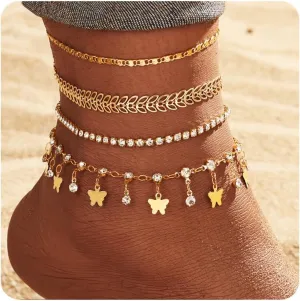KISS WIFE Anklets for Women, Gold Anklet Bracelets for Women, Dainty Foot Jewelry Women's Ankelts Beach Gifts for Women