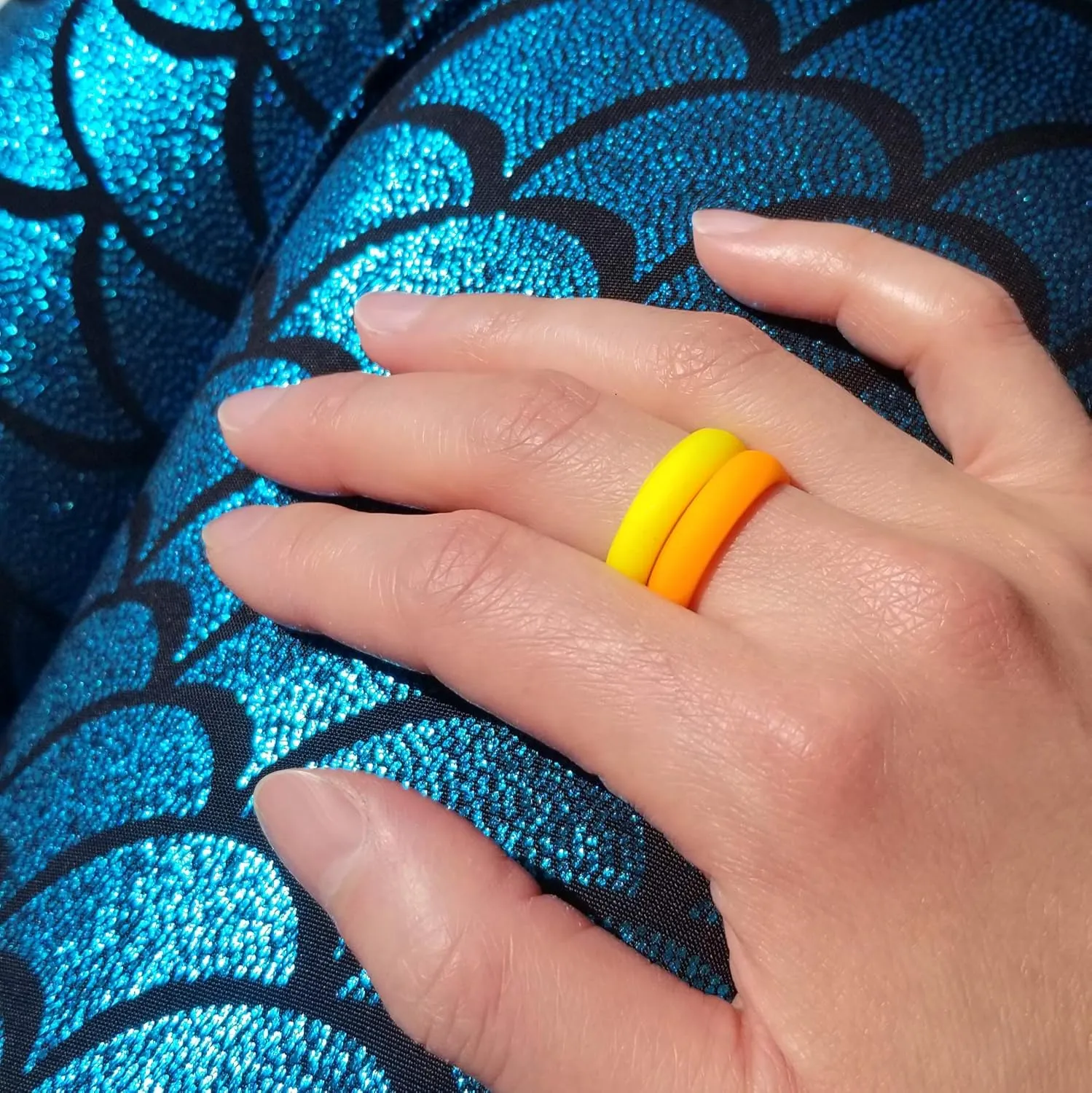 Knot Theory Silicone Rings for Women Rainbow Neon Pink Yellow Orange  Bright Camo Rubber Wedding Band  Gym Workout Pilates Yoga Ring for Her