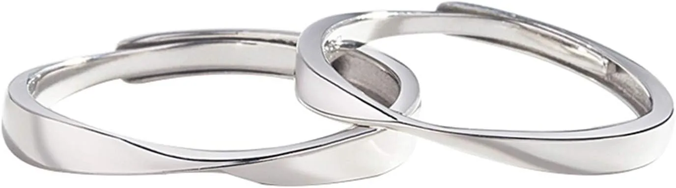KnSam Couple Promise Rings Set 925 Sterling Silver Ring for His and Her Amour Adjustable Couple Band