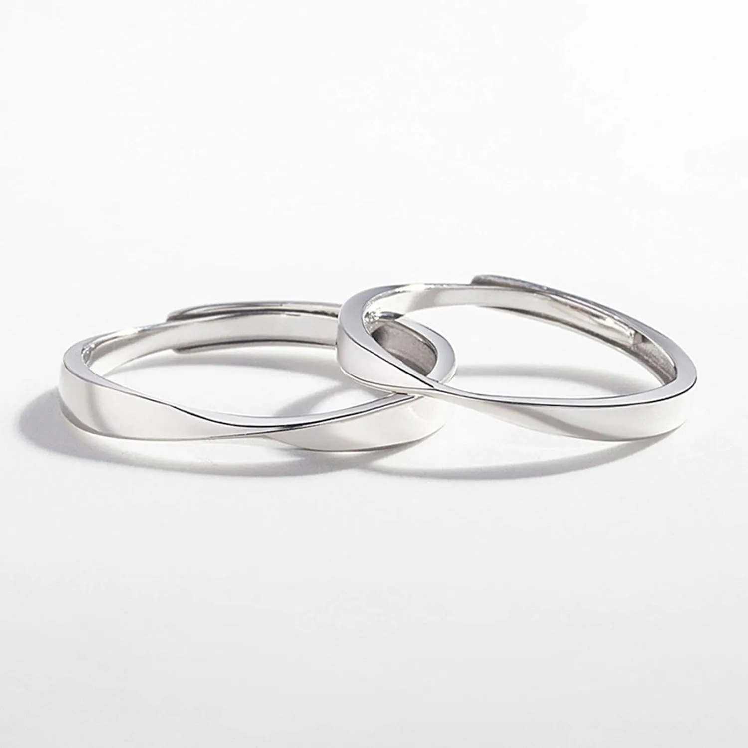 KnSam Couple Promise Rings Set 925 Sterling Silver Ring for His and Her Amour Adjustable Couple Band