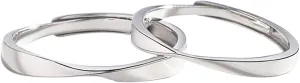 KnSam Couple Promise Rings Set 925 Sterling Silver Ring for His and Her Amour Adjustable Couple Band