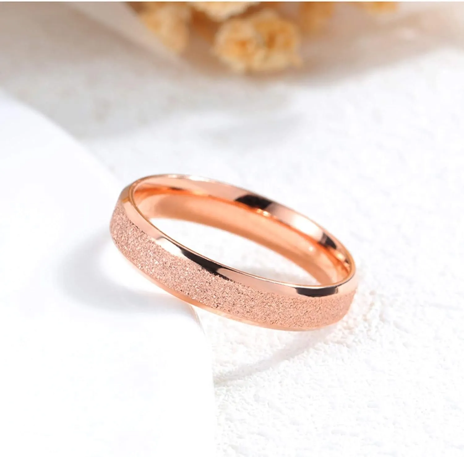 KnSam Couple Ring Stainless Steel Frosted Small Stones Black Rose Gold Wedding Ring Holder