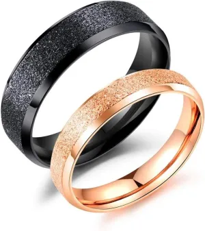 KnSam Couple Ring Stainless Steel Frosted Small Stones Black Rose Gold Wedding Ring Holder