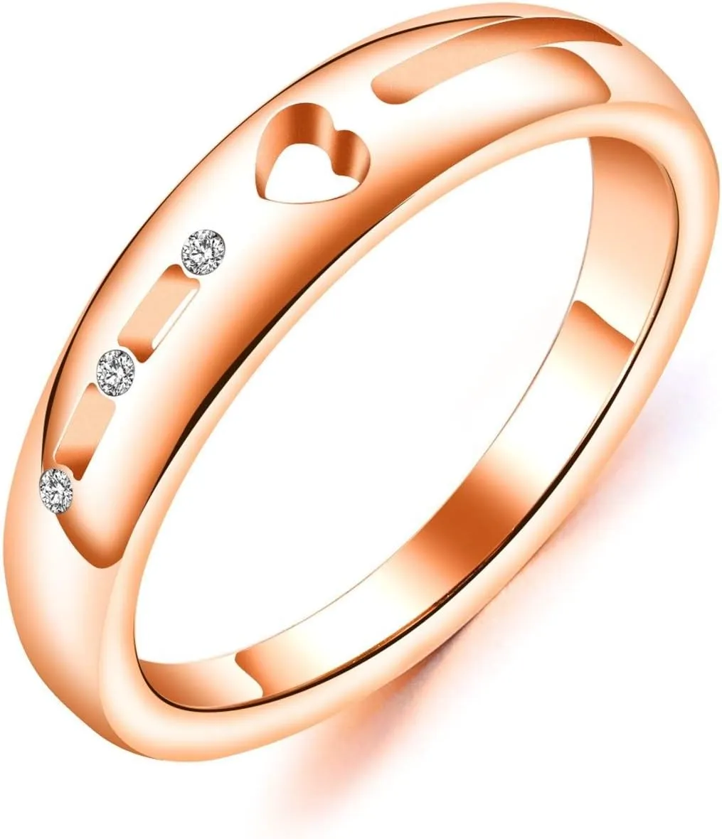 KnSam Couple Ring Stainless Steel Hollow Star Heart Shape White Zircon Black Rose Gold Couple Promise Rings