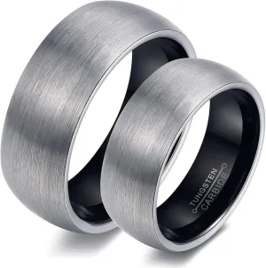 KnSam Couple Ring Tungsten Brushed Wedding Engagement Band Black Ring Wedding