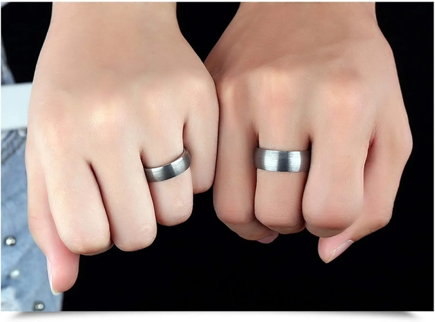 KnSam Couple Ring Tungsten Brushed Wedding Engagement Band Black Ring Wedding