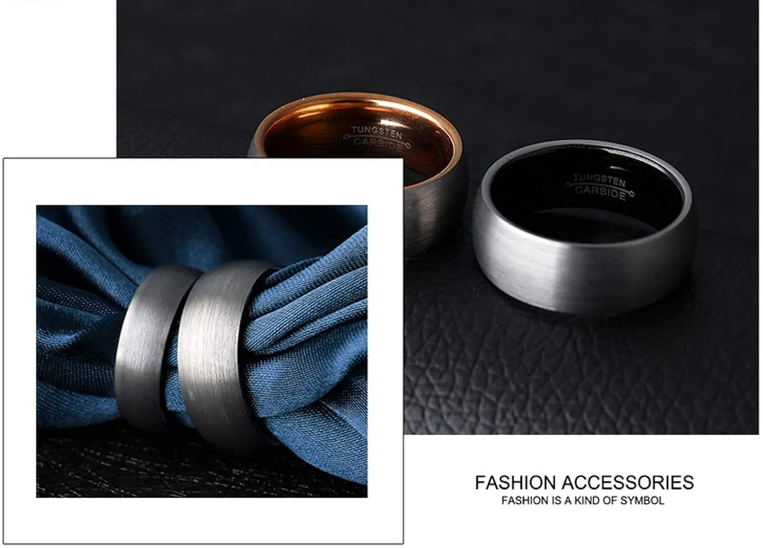 KnSam Couple Ring Tungsten Brushed Wedding Engagement Band Black Ring Wedding