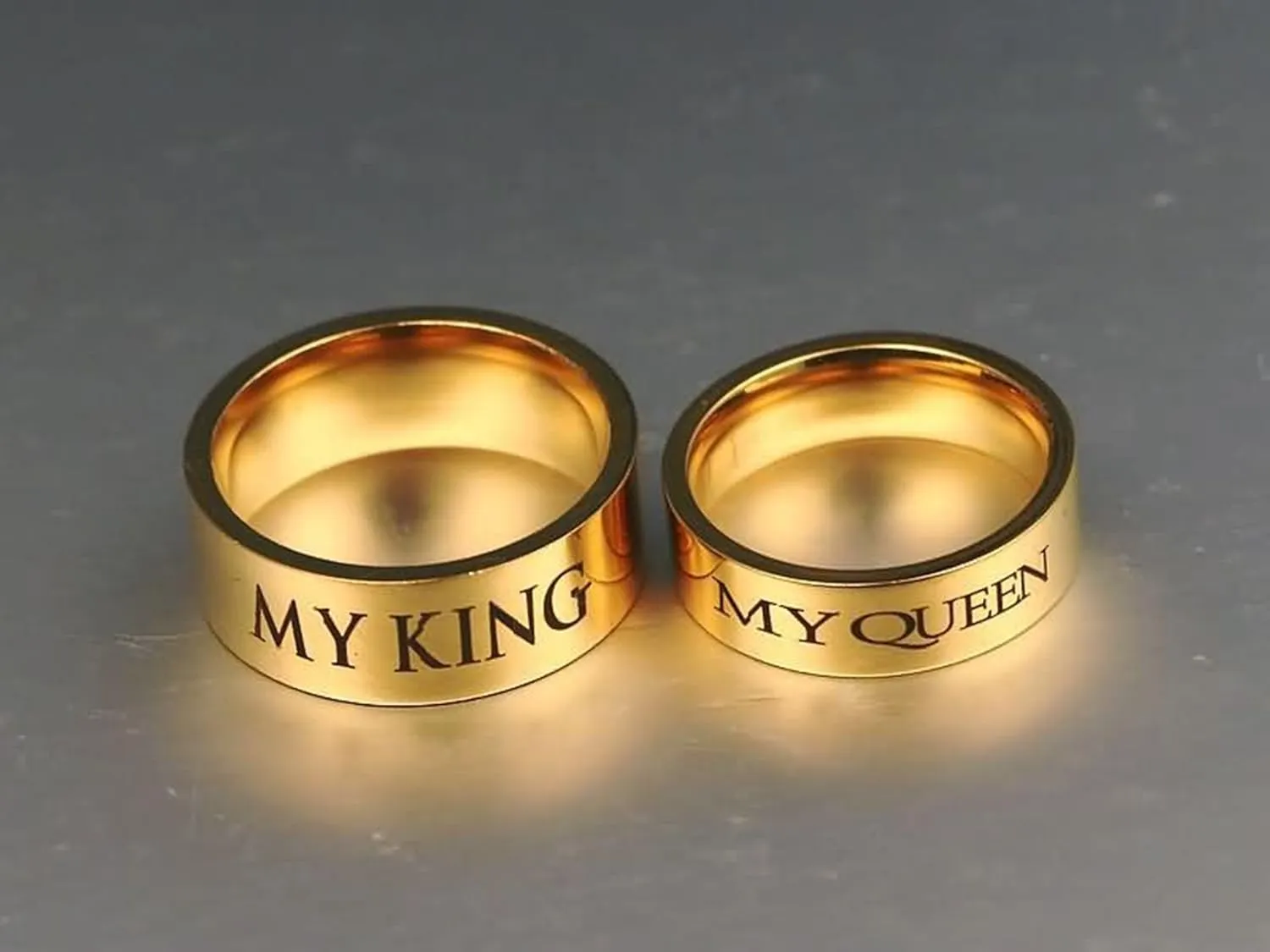 KnSam Couple Rings for Women Stainless Steel Gold Ring Engraved My Queen and My King Gold Ring Size 5-13