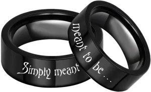 KnSam Couple Wedding Rings Stainless Steel Engraved Simply Meant to Be Black Ring Size 5-13