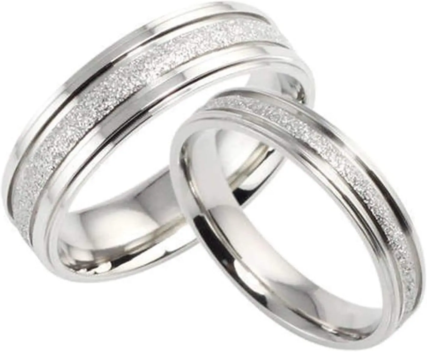 KnSam Couples Promise Rings Stainless Steel Matt Finished Silver Ring Comfort Fit Silver Ring Size 5-13