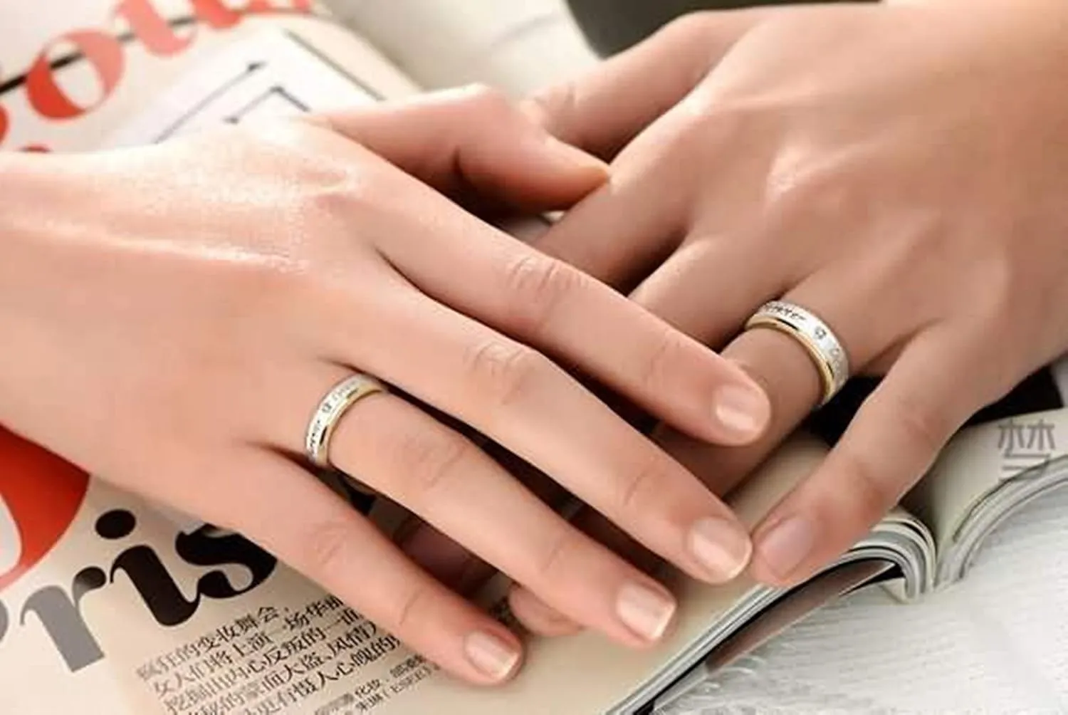 KnSam Couples Ring Stainless Steel Gold Brushed Ring Engraved Forever Love Gold Ring Size 5-13
